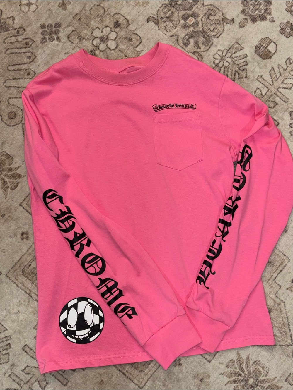 Dollhouse Pink Long-Sleeve Graphic Pocket Tee